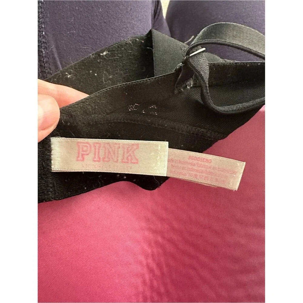 PINK Victoria's Secret Black Leopard Wear Everywhere Wireless Bra Size 36DD